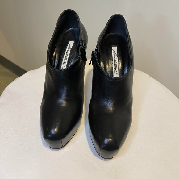 Brian Atwood Black Leather Platform Stiletto Ankle Boots - Picture 1 of 8